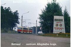 Barnaul, centrum Altajského kraje, Sibiř, Sovětský svaz, 1973. V letech 1972–75 zde Milan Vlček uváděl do provozu československé tramvaje T3 SU